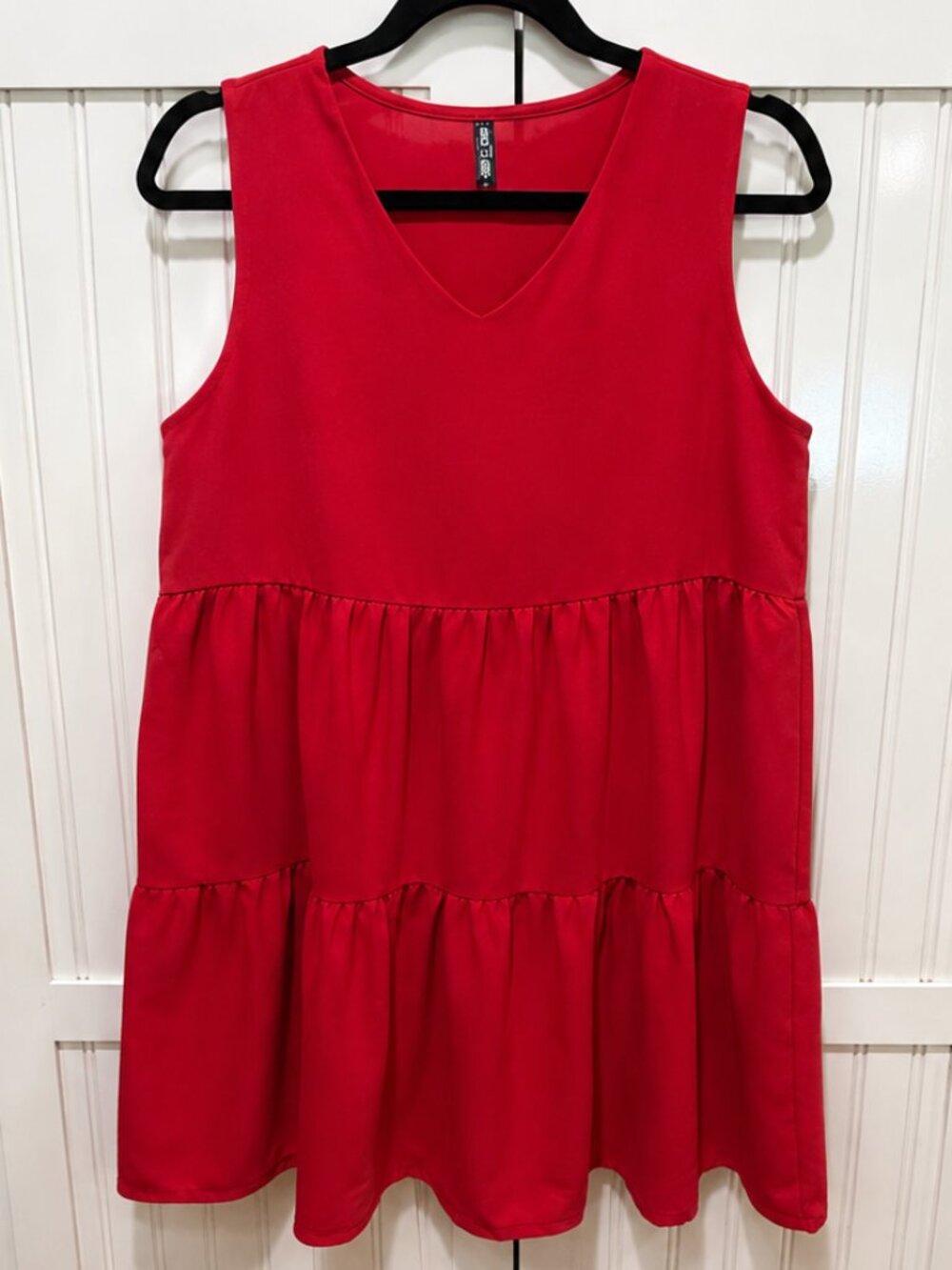 Lock & Love Red Sleeveless Tiered Babydoll Mini Dress Size Medium